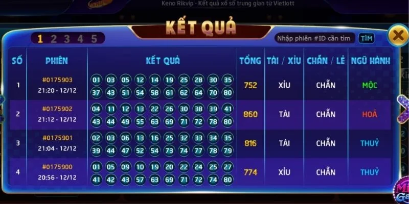 Các tụ cược ngũ hành xổ số Rikvip