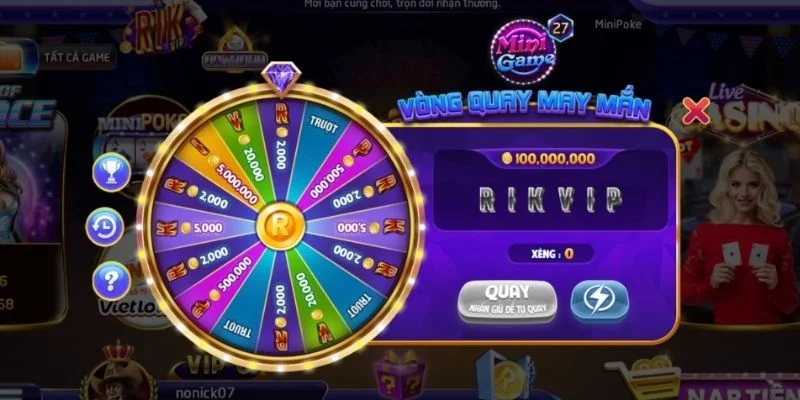 Chinh phục vòng quay may mắn tại Rikvip apk